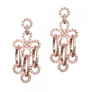 Rose gold chandelier earring with twist circles