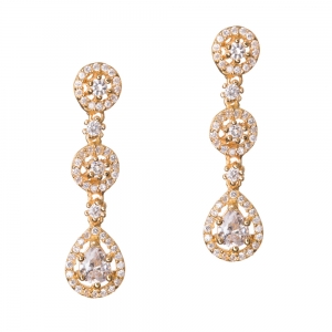 Gold three drop earring