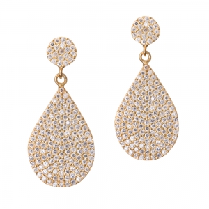 Gold drop earring with pave pear