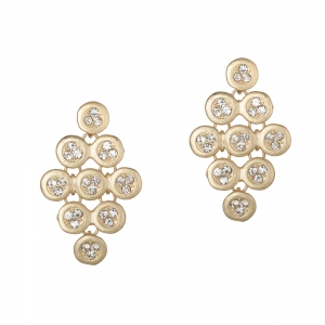 Gold chandelier earring with cubic zirconia clear stones