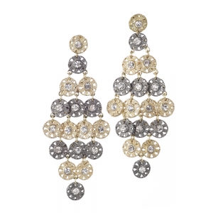 Two tone gold and gun metal chandelier earrings