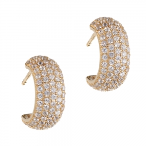 Small wide gold pave half huggie hoop