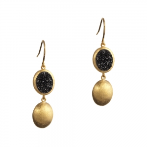 Gold earrings with drusy stones