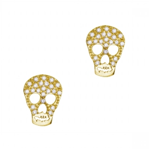 Gold skull stud earring
